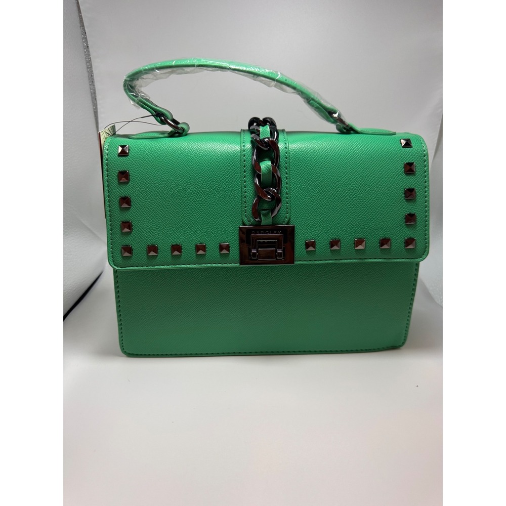 Badgley Mischka Green Crossbody Handbag Studded Chain Satchel BM-4144 NEW